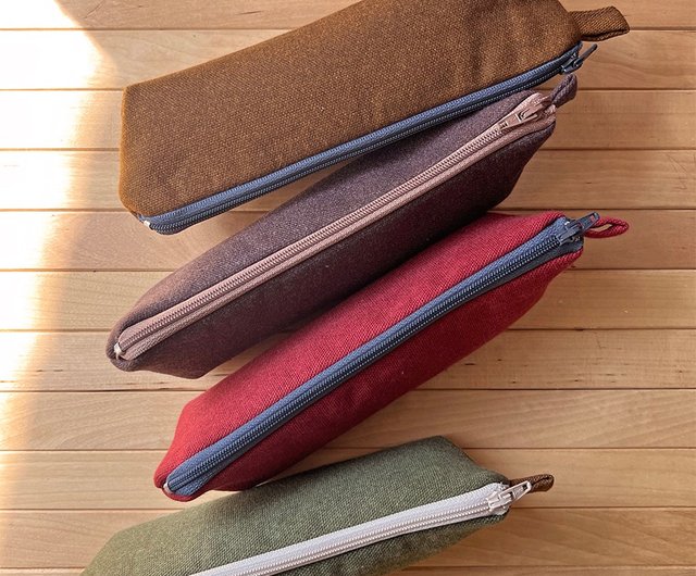 howslife hand-made warm and soft micro triangle pencil case-Japanese linen  series - Shop howslife Pencil Cases - Pinkoi