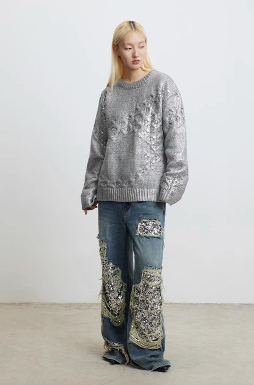 CONP: Citizen of No Place Metallic Sweater 金屬感涂層不規則廓形毛衣