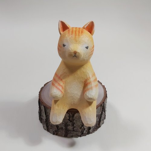 小木森林 木雕工作室 橘貓木雕藝術品