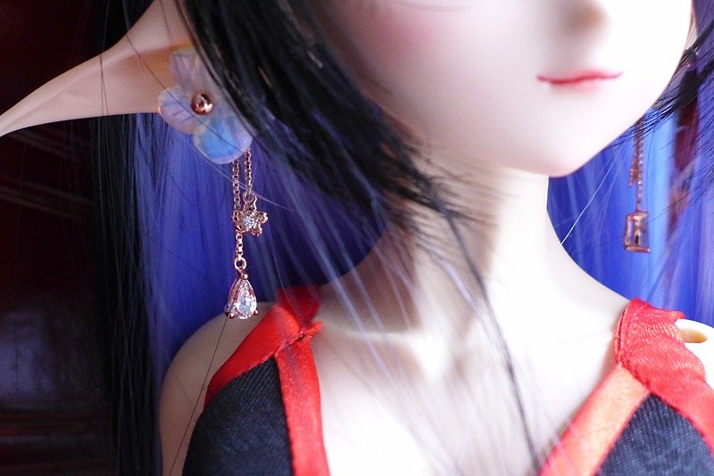 (Limited)【Sakura】(Lite ver.) Tooo Mini Diamond Earrings - Earrings & Clip-ons - Gemstone Pink