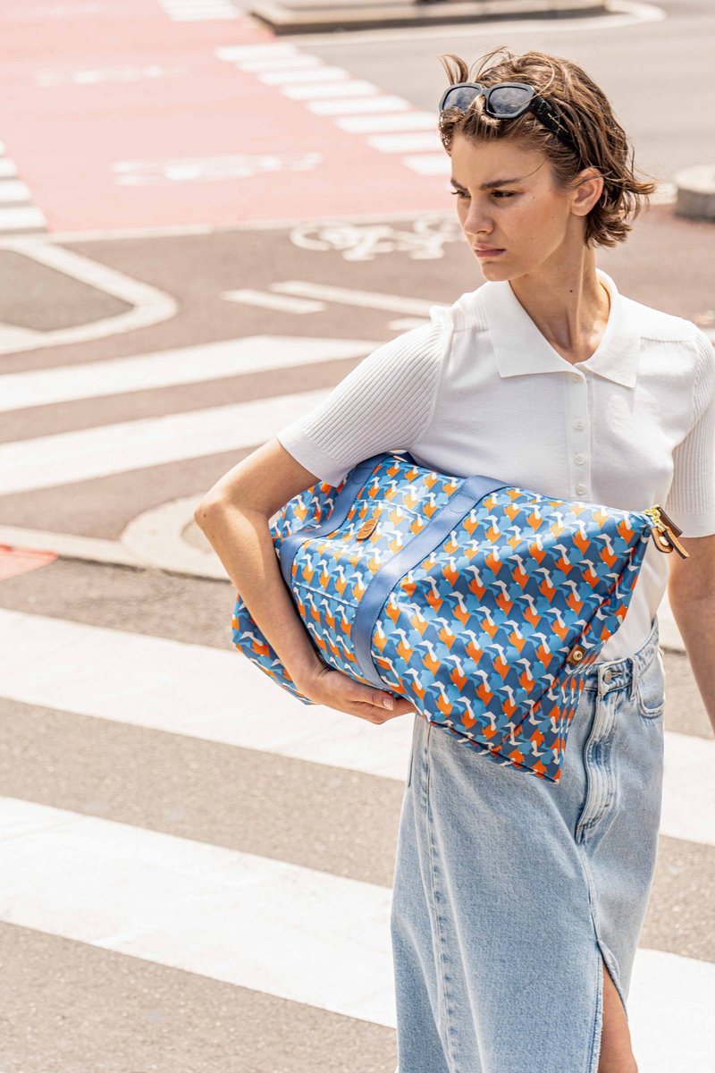 【BRIC' S】X collection with small side backpack and foldable travel bag (large) - blue and orange camouflage - Luggage & Luggage Covers - Other Materials Multicolor