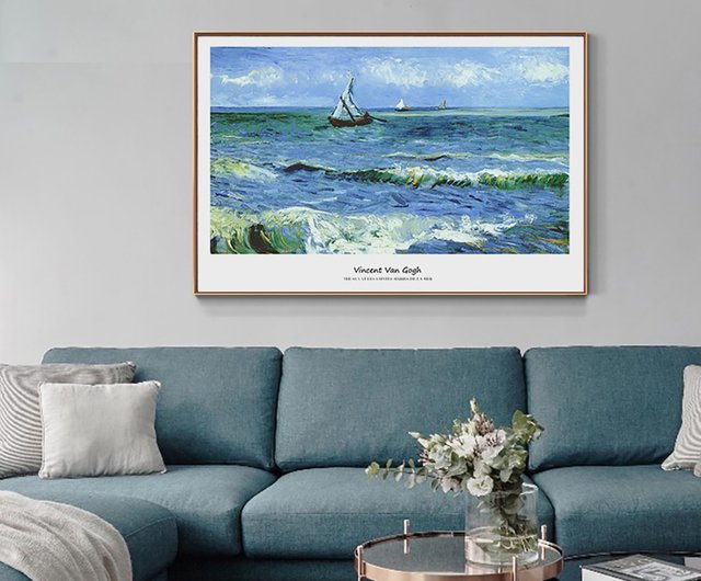 ゴッホ‧浜辺の漁船-横長_壁掛け絵画_名画シリーズ_台湾製 短納期