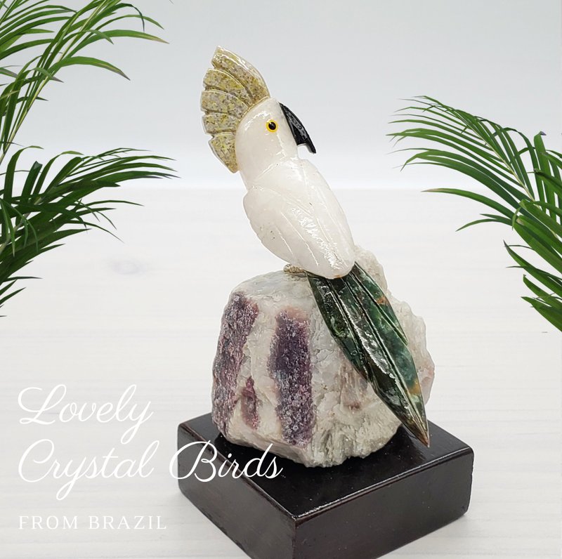 Crystal Parrot Wishes Manifestation*Brazilian Handicraft Healing Crystal Bird*Wedding Gift 13 Purple Tourmaline - ของวางตกแต่ง - คริสตัล หลากหลายสี