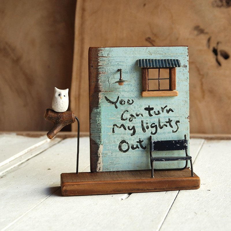 Christmas gift micro pocket scene table birthday decoration / Valentine's Day. Birthday old wooden wind 2 - Items for Display - Wood Blue