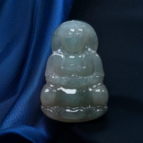 瓔珞翡翠 冰種綠底翡翠精雕觀音菩薩 | 天然緬甸玉翡翠A貨 | 送禮
