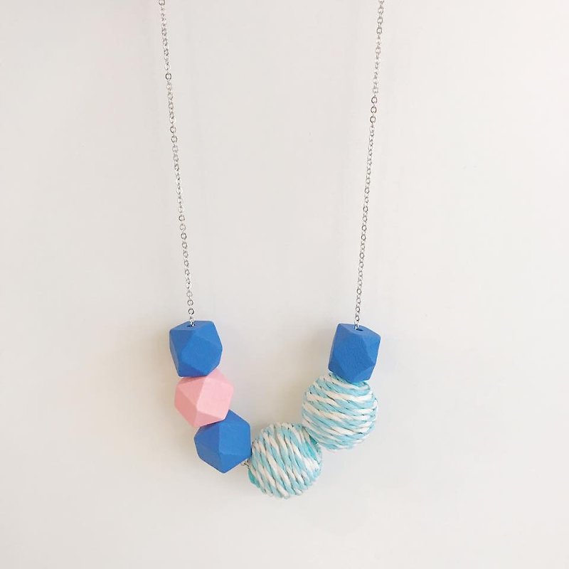 Pink Blue  Wooden Ball Necklace Birthday Gift Bridesmaid Gift