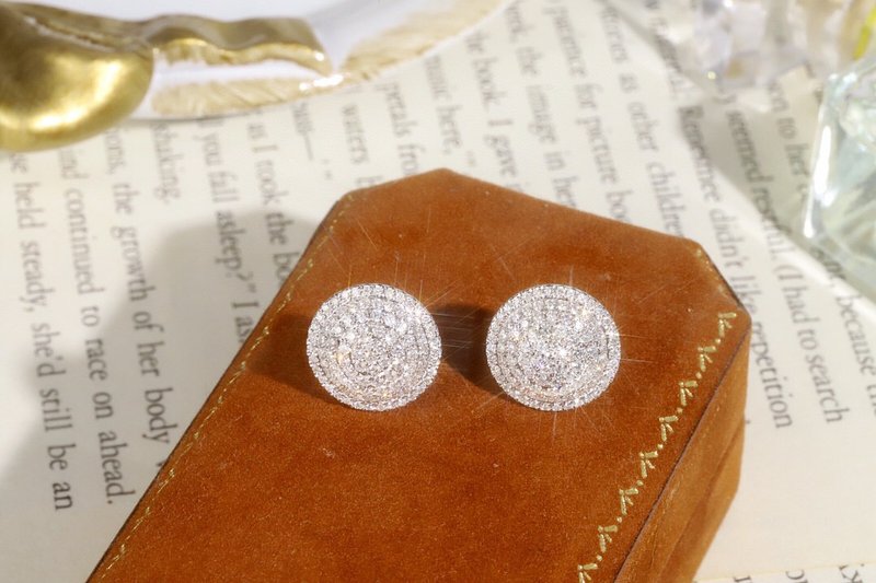 18K 金白金鑽石 - 耳環/耳夾/耳骨夾 - 貴金屬 