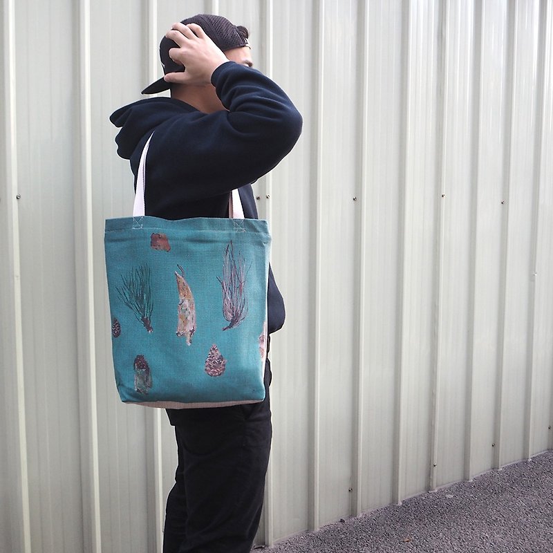 Boyfriend Beautiful Plant Catalog Cotton Eco Bag Shopping Bag - กระเป๋าแมสเซนเจอร์ - ผ้าฝ้าย/ผ้าลินิน สีเขียว