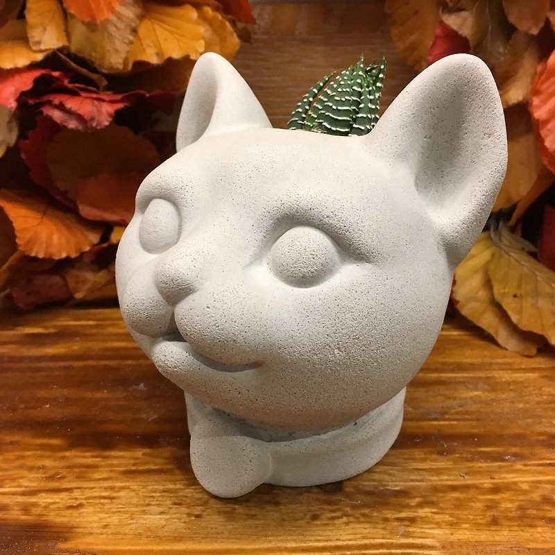 Cat - Pen case or  Pots - Items for Display - Cement Gray