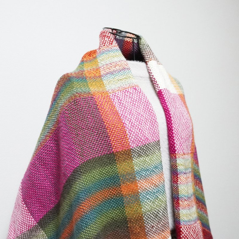 Hand-woven large blanket 73186 - Knit Scarves & Wraps - Wool Multicolor