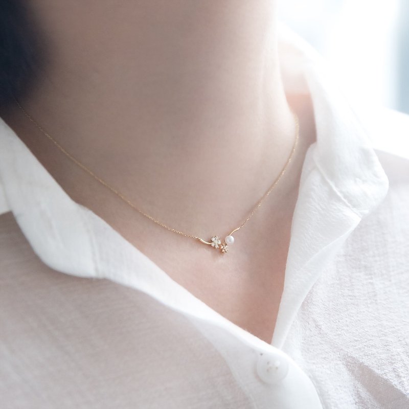 Blossom - 珍珠鑲鑽項鍊 - 項鍊 - 貴金屬 