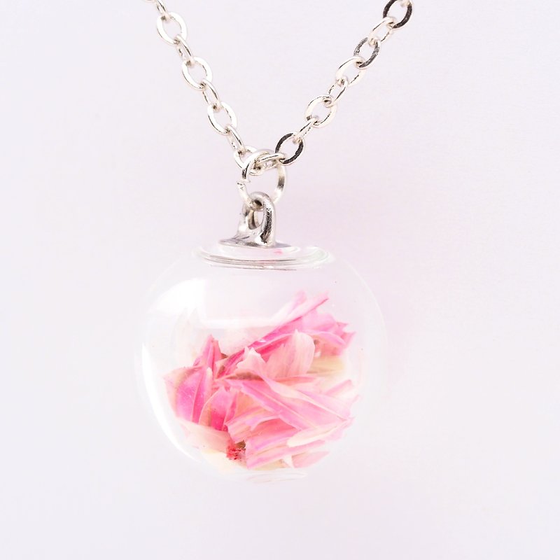 「OMYWAY」Dried Flower Necklace - Glass Globe Necklace 1.4cm - Chokers - Glass 