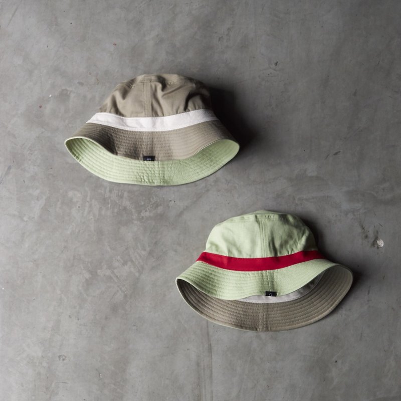 【Off-season sale】Double side safari hat with green linen and khaki cotton - 帽子 - 棉．麻 多色