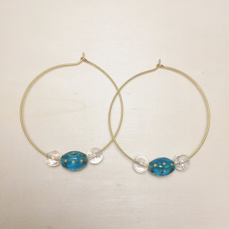 Vintage Teal stars antique bead earrings