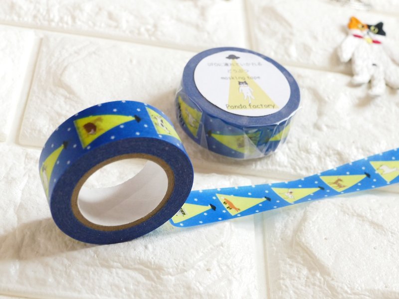 Masking tape Animal taken to UFO - Washi Tape - Paper Blue