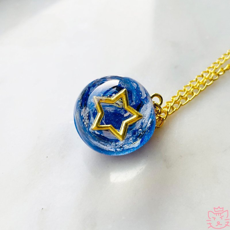 梵高星夜星空球頸鏈 | 樹脂滴膠客製化飾物設計 - yyhandmade - 項鍊 - 樹脂 