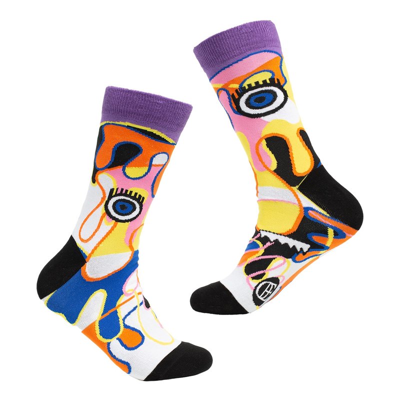 Cotton & Hemp Socks Purple - Dripping Monster Art Socks Urban Street Graffiti Skateboard