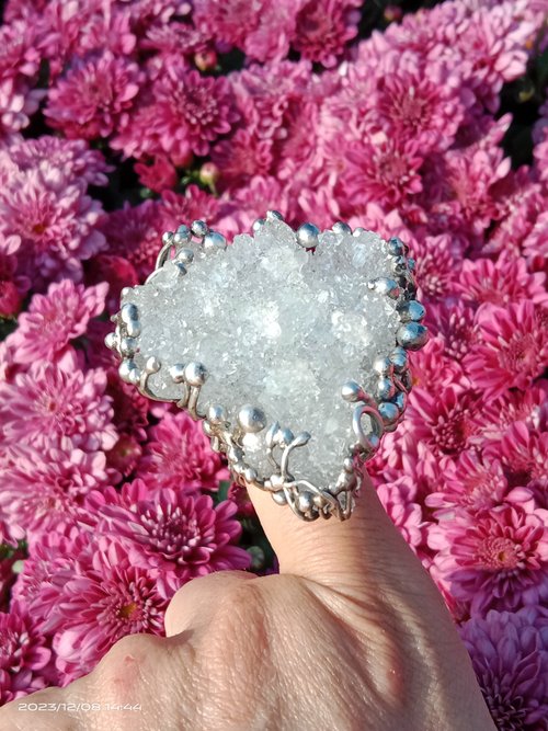寶藏石光 / Light of Treasure Stone 魚眼石原礦手工銀戒純銀戒指~**璀璨**~ Apophyllite Silver Ring