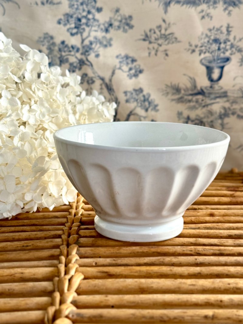 40428-法國古董白色拿鐵碗 - 碗 - 瓷 