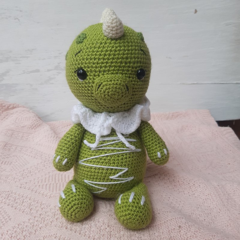 Green Dinosaur toy   Stuffed animals   Plushie toys   Amigurumi animals - 寶寶/兒童玩具/玩偶 - 其他材質 綠色