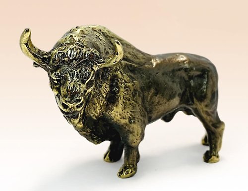 BronzeHeaven Bull Bison Gift Miniature Bronze Figurine animal sculpture handmade metal statue
