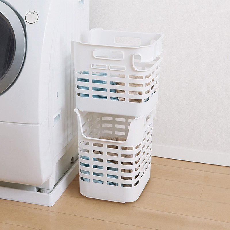 Japan Tianma PORISH Diagonal Hung Caching/Stacking Laundry Basket Set of 2 (With Wheels)-Multiple Colors Available - Shelves & Baskets - Plastic Multicolor