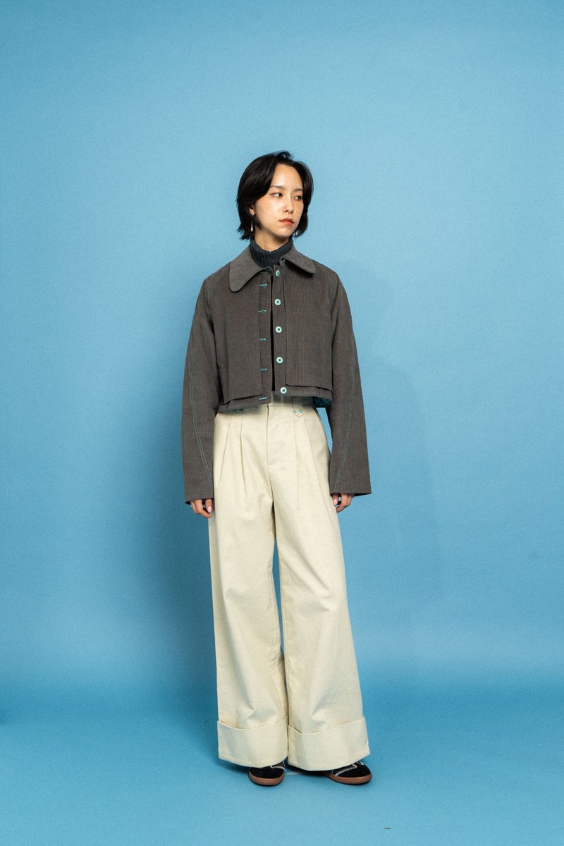 格子雙層外套 Checkered Double layer jacket - 女大衣/外套 - 其他材質 灰色