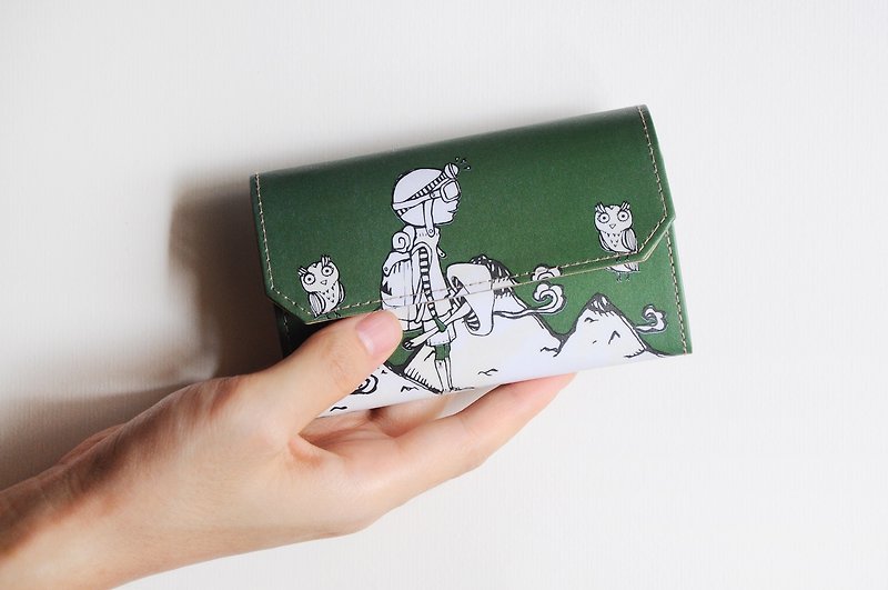 Handmade Paper Purse -Mountain - กระเป๋าใส่เหรียญ - กระดาษ สีเขียว