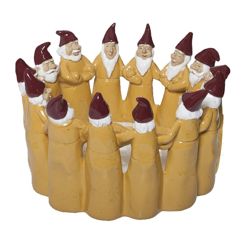 Sweden HARVESTTIME-Santa Claus Candlestick Yellow 22x13.5CM - เทียน/เชิงเทียน - เรซิน สีเหลือง