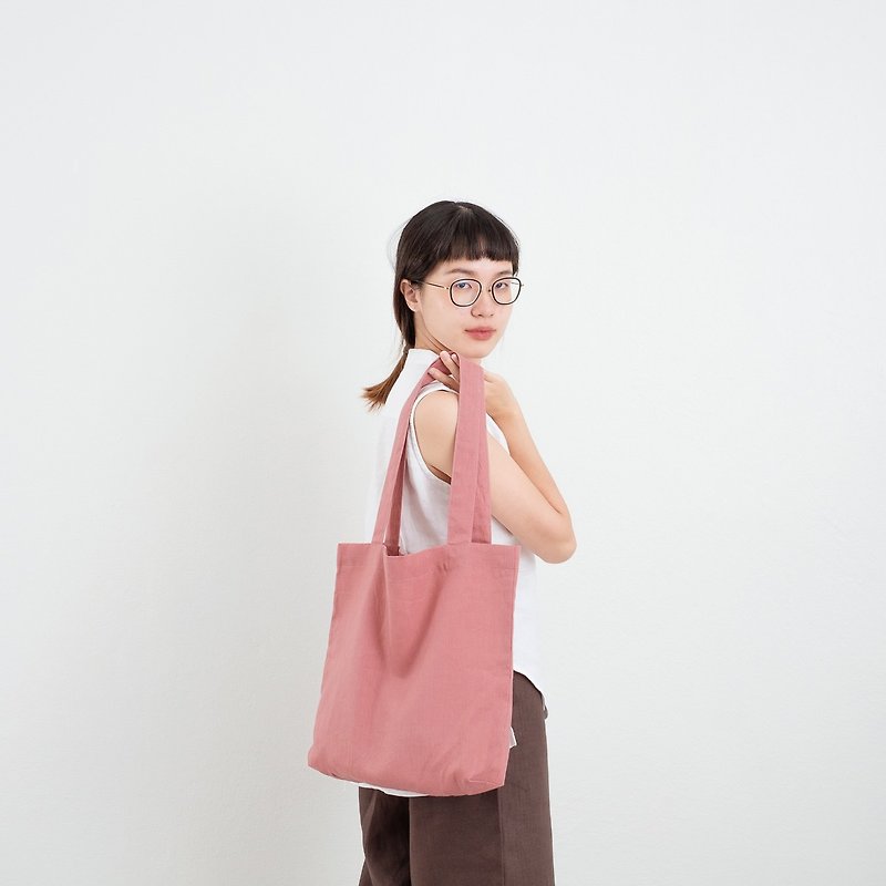 Lotus Pink Linen Tote Bag - 手提包/手提袋 - 亞麻 粉紅色
