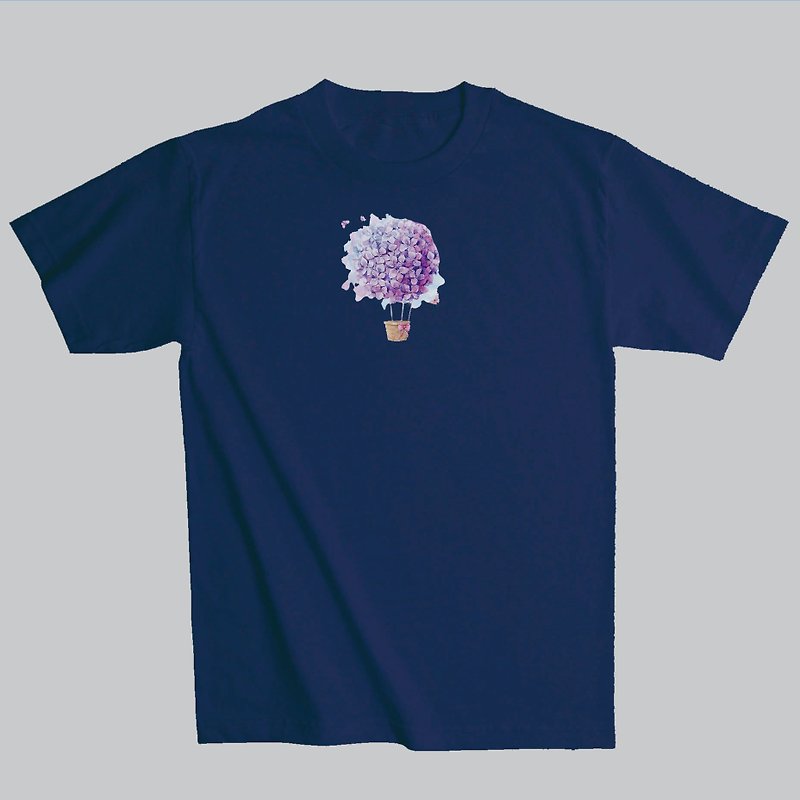 Whitee White T Sloth Design Short Sleeve T-shirt Hydrangea T-shirt TEE - อื่นๆ - ผ้าฝ้าย/ผ้าลินิน สีดำ