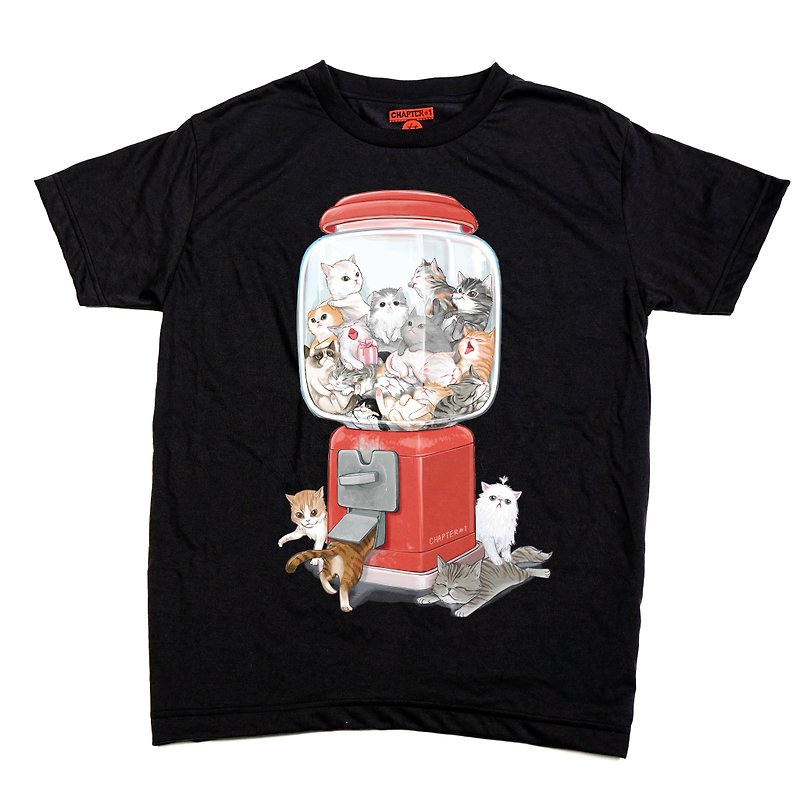 Gachapon Kitty cat Chapter One T-shirt - Women's T-Shirts - Cotton & Hemp Black