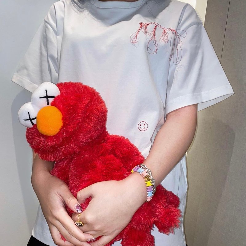 棉．麻 女 T 恤 白色 - Parma Squiggly T-Shirt