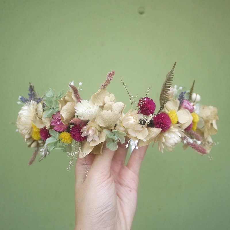 乾燥した花の花輪花輪花輪編んだ髪饅頭髪飾りの宝石の贈り物花嫁とブライドの結婚式のギフト結婚式の写真屋外写真紫陽花アートの結婚式の写真|を継続するには - ヘアアクセサリー - 寄せ植え・花 