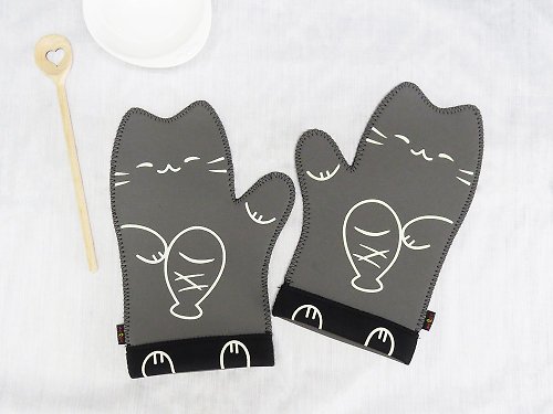 聖霖創意國際有限公司 多功能護手套—淘氣貓-灰 (一對入/附贈輕型切割墊)