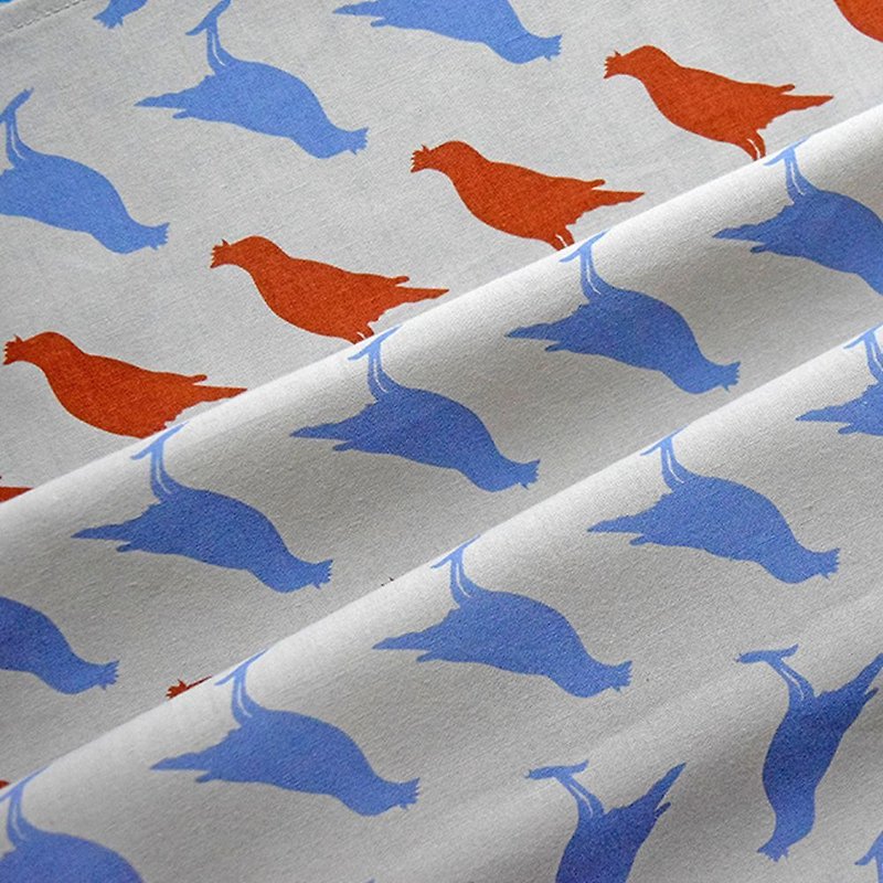 Furoshiki Wrapping Cloth - 70x70 / Crested Myna No.5 / Grey - เย็บปัก/ถักทอ/ใยขนแกะ - ผ้าฝ้าย/ผ้าลินิน สีน้ำเงิน