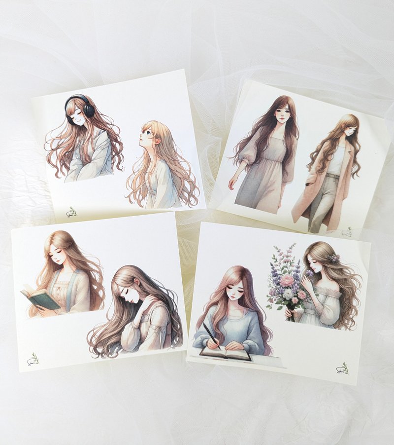 故事女孩-貼紙 (手帳拼貼素材) 手帳貼紙 人物 - 貼紙 - 紙 多色