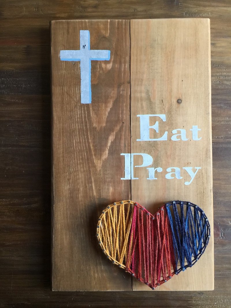 Gospel merchandise baptized gift Eat Pray Love wooden hanging decoration wall decoration hand-made wooden - Items for Display - Wood Brown
