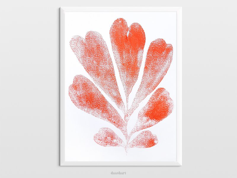 原畫藝術品獨特的紅色抽象植物藝術植物插圖 - 海報/掛畫/掛布 - 紙 紅色