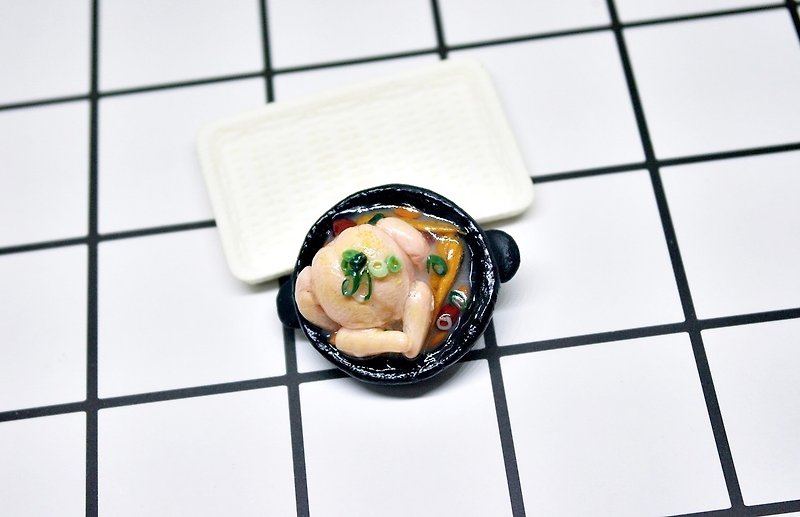 ➽Clay series-Ren 蔘 Chicken Soup-➪Magnet Series #Refrigerator Magnet# #Chalkboard Magnet# #Fake Food# #文具# - แม็กเน็ต - ดินเหนียว สีดำ