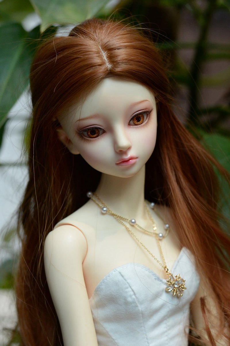 Accessories for doll Bjd DD 1/3  gold plate & crystal pendent - Stuffed Dolls & Figurines - Other Metals White