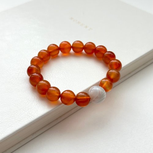 TH JEWELERY 【巨蟹獅子座|7月】紅瑪瑙灰瑪瑙手鏈 正面能量 鎮定自信安穩睡眠