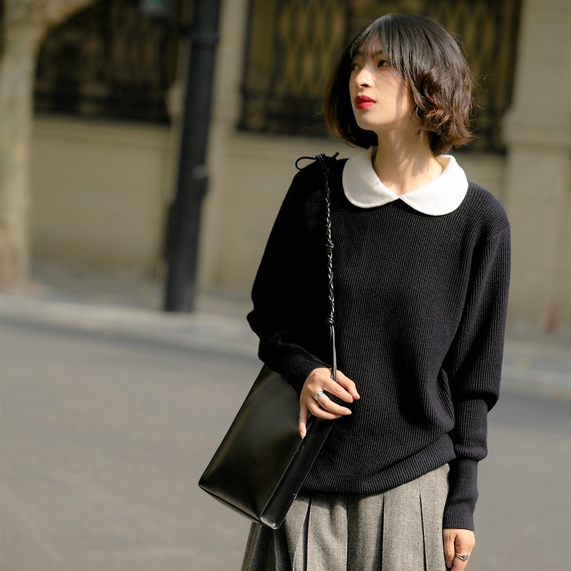 Doll collar color sweater | sweater | winter | wool | Sora-402