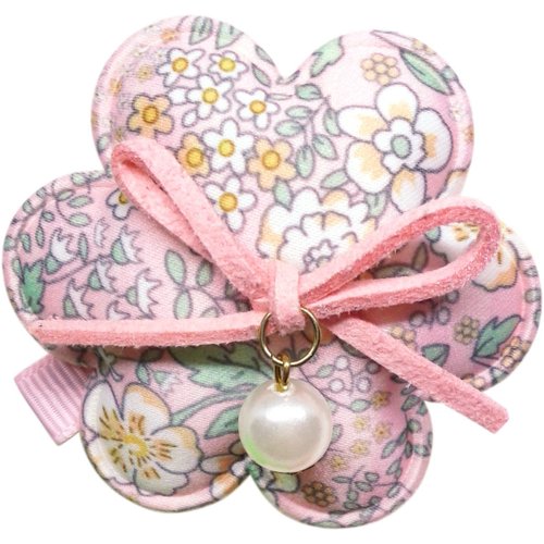 Cutie Bella 美好生活精品館 珍珠鄉村花髮夾 全包布手工髮飾Country Pearl Flower-Pinky