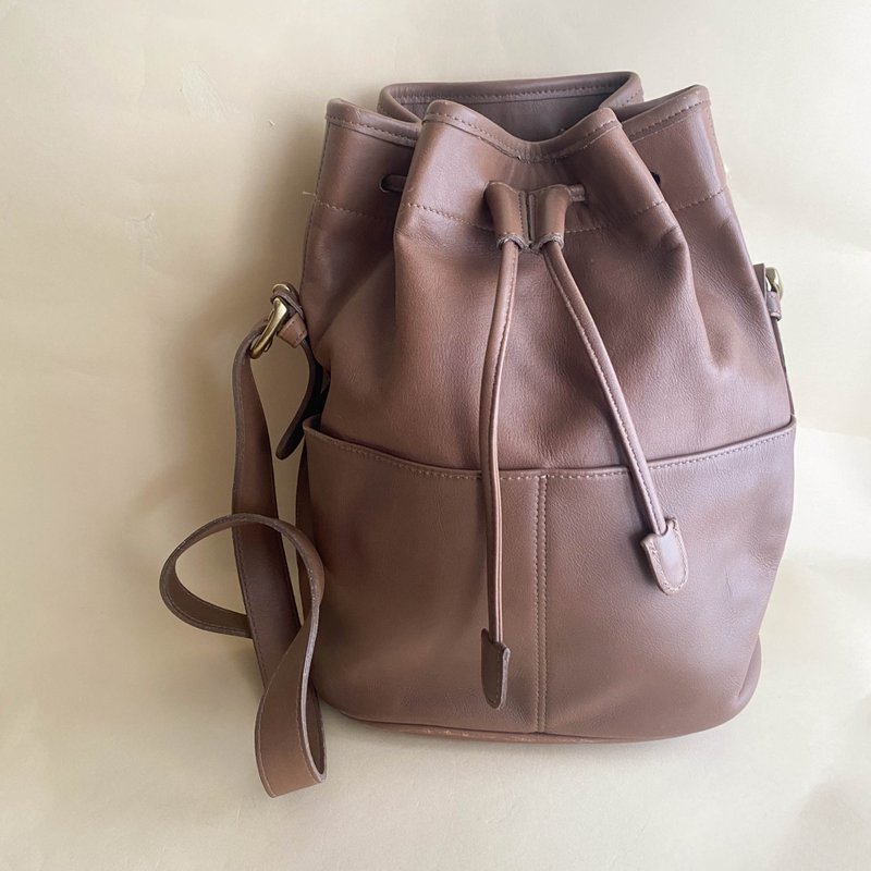 Second-hand bag Coach | Bucket bag | Rope bag | Antique bag | Girlfriend gift | Side backpack Bucket - Drawstring Bags - Genuine Leather Brown