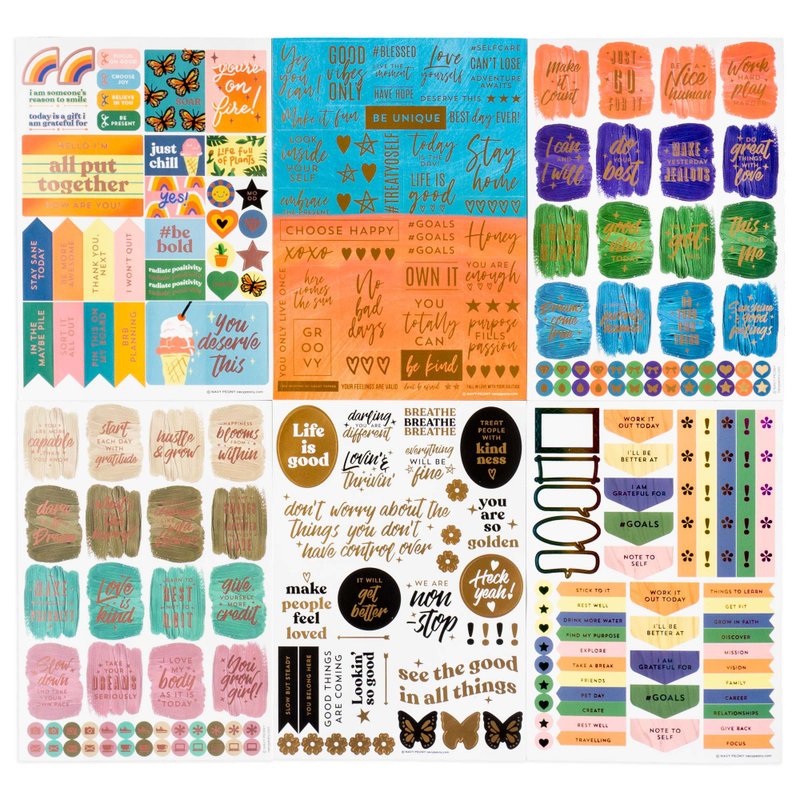 Vision Board Motivational Stickers | Gold Foil Planner Stickers (6 Sheets) - Stickers - Paper Multicolor