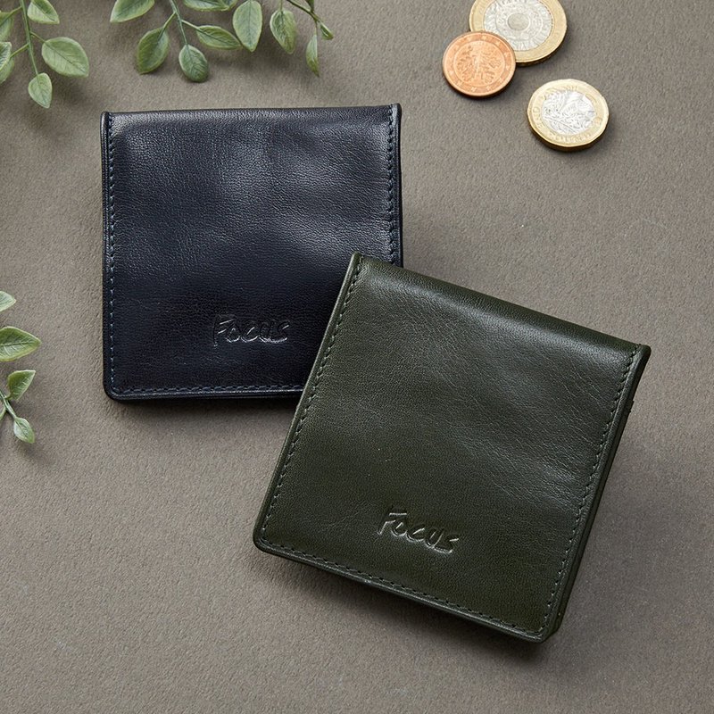 真皮方形輕薄小零錢包_藍/綠2色任選(F0058)_植鞣革牛皮小錢包 - 零錢包/小錢包 - 真皮 