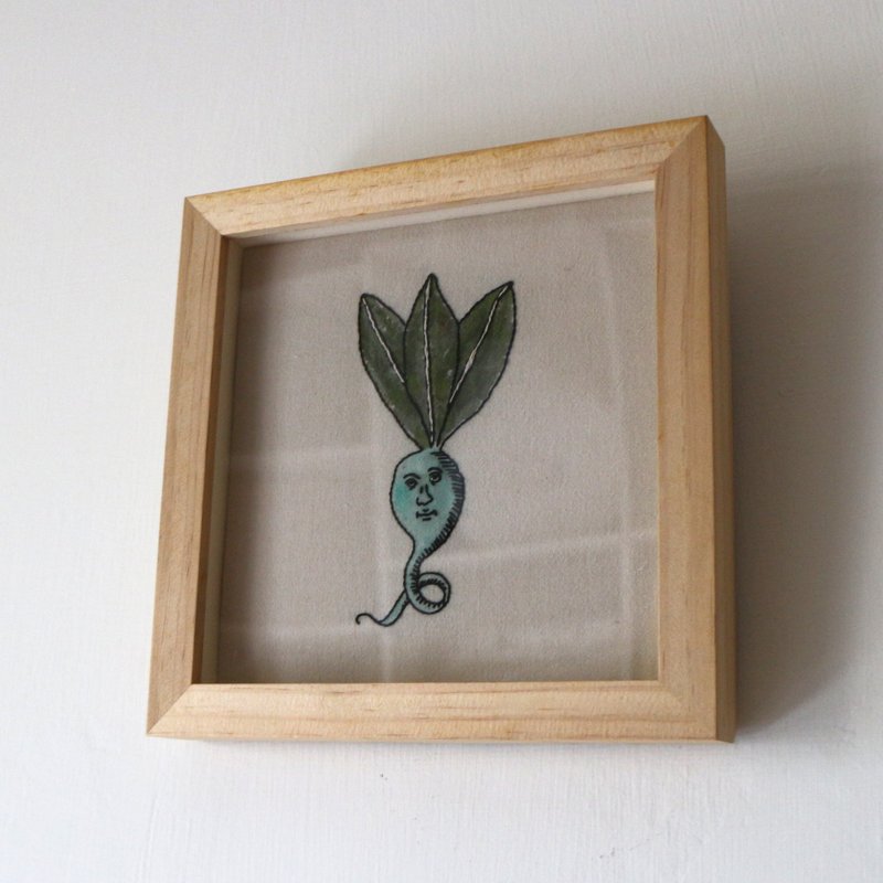 手工刺繡掛畫 / 中世紀人面草藥 - 相框/畫框 - 繡線 綠色