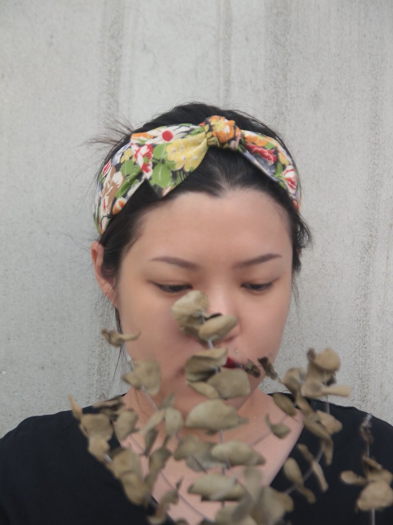 Hundred Flowers Japanese Cotton Fabric Handmade Bandage Elastic Headband