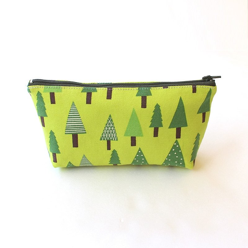 Forest small tree pencil case (large) / storage bag pencil case cosmetic bag - กล่องดินสอ/ถุงดินสอ - ผ้าฝ้าย/ผ้าลินิน สีเขียว